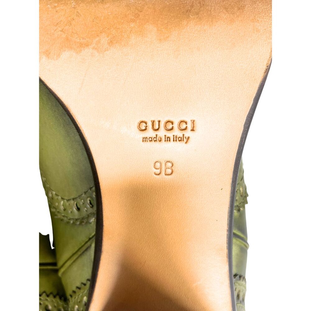Gucci Ombre Green Leather Western Knee High Boots Vintage 9B US 9 Ophidia Web - Picture 7 of 9